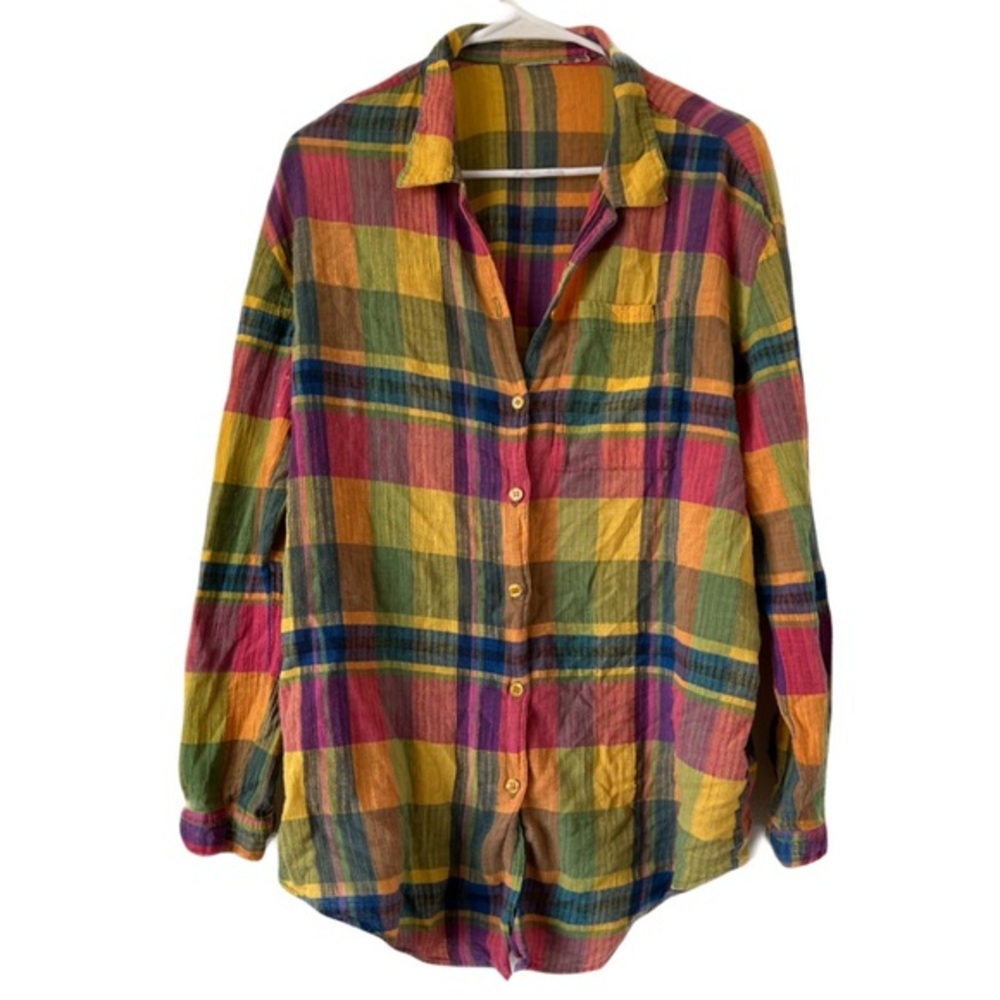 Womens Colorful Checkered Flannel Size Medium